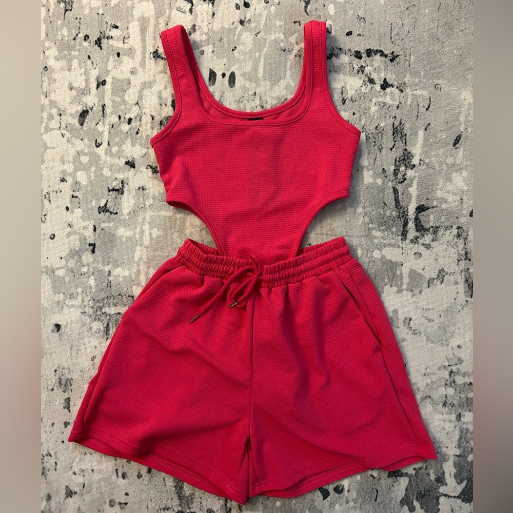 Hot Pink Bodysuit and Shorts Set